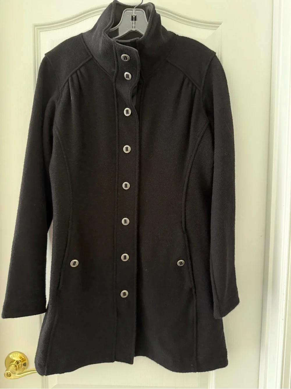 Kuhl Women's Black Button-Front Trench Coat - Classic Tailored Style